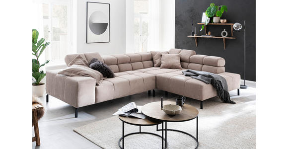 ECKSOFA in Cord Taupe  - Taupe/Schwarz, Design, Textil/Metall (321/216cm) - Hom`in