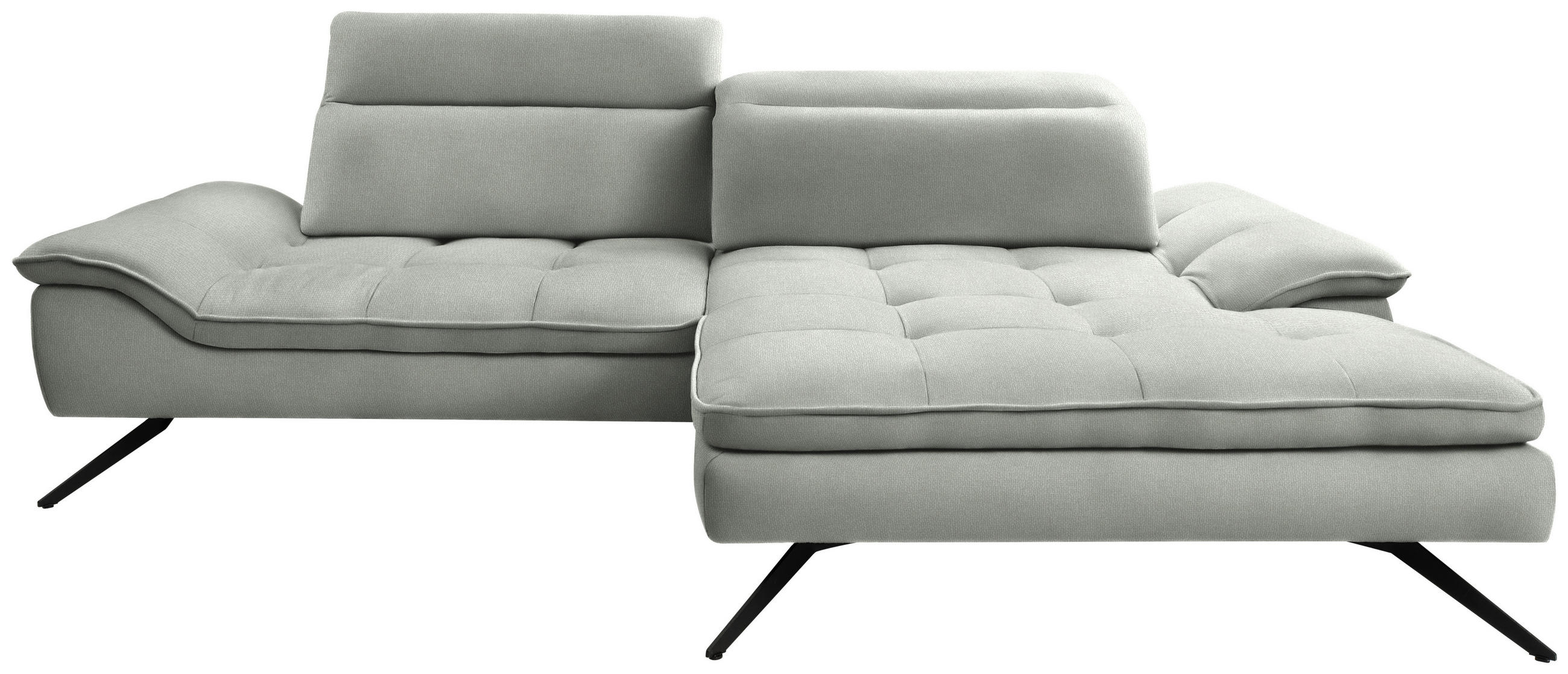 ECKSOFA in Webstoff Hellgrau  288/179-202 cm  - Hellgrau/Schwarz, Design, Textil/Metall (288/179-202cm) - Stylife
