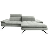 ECKSOFA in Webstoff Hellgrau  288/179-202 cm  - Hellgrau/Schwarz, Design, Textil/Metall (288/179-202cm) - Stylife
