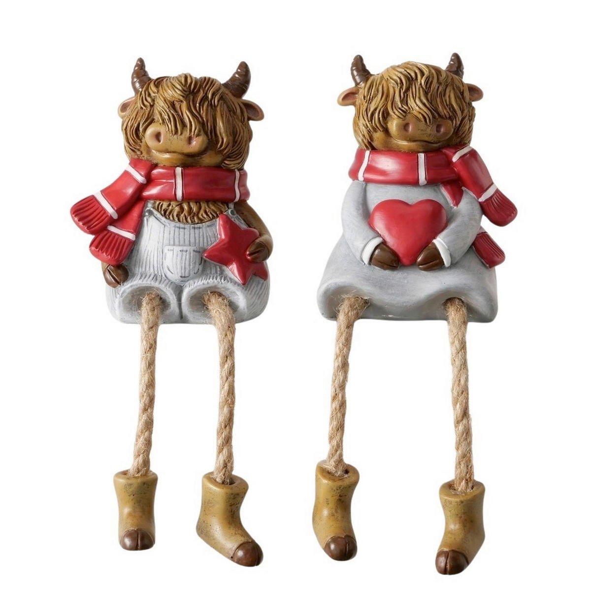 SEDÍCÍ FIGURKA - šedá/hnědá, Basics, plast/přírodní materiály (13/7/9cm)