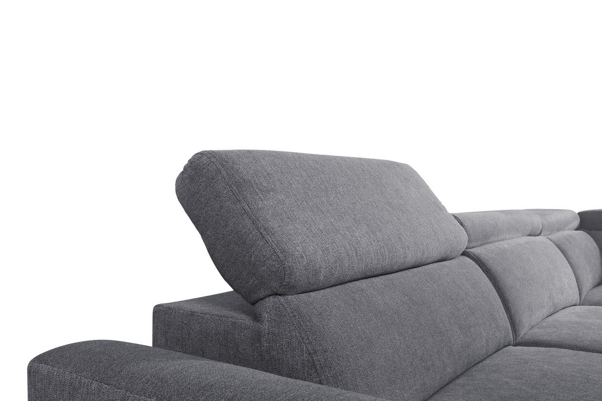 ECKSOFA in Velours Dunkelgrau  - Dunkelgrau/Schwarz, Konventionell, Textil/Metall (255/217cm) - MID.YOU