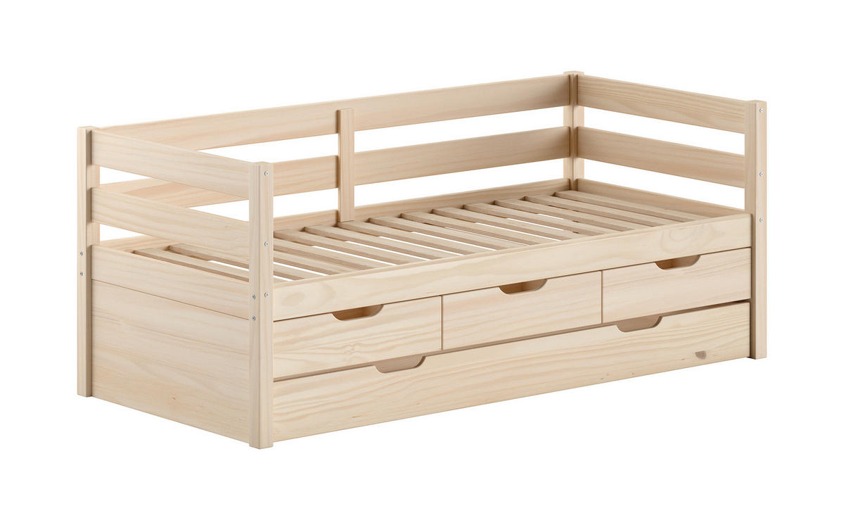 AUSZIEHBETT 90/200 cm  in Weiß  - Naturfarben/Weiß, MODERN, Holz (90/200cm) - Vipack