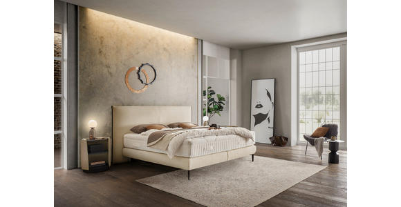 BOXSPRINGBETT 180/200 cm  in Sandfarben  - Sandfarben/Schwarz, Design, Holz/Holzwerkstoff (180/200cm) - Dieter Knoll