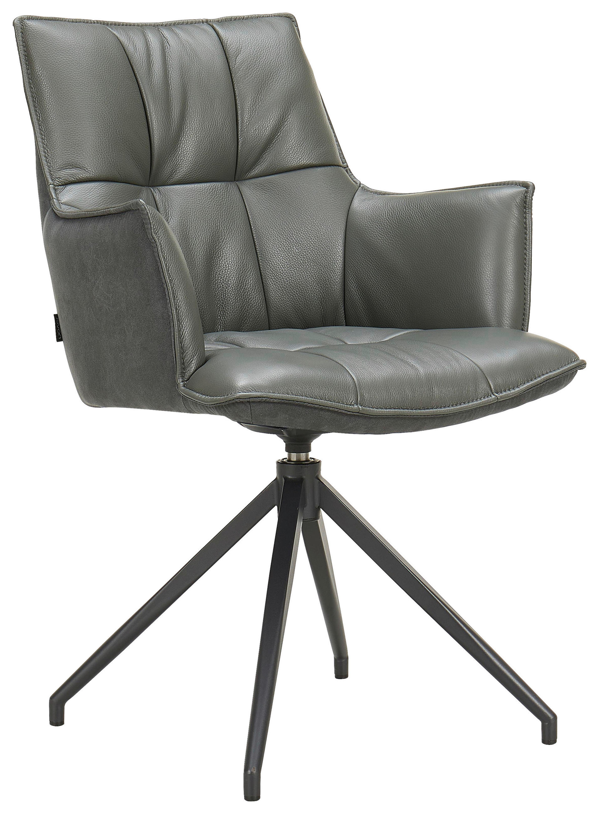 STOLICA S NASLONOM ZA RUKE  antracit, crna  metal, tekstil, koža      - crna/antracit, Design, koža/metal (60,5/89,5/63cm) - Novel