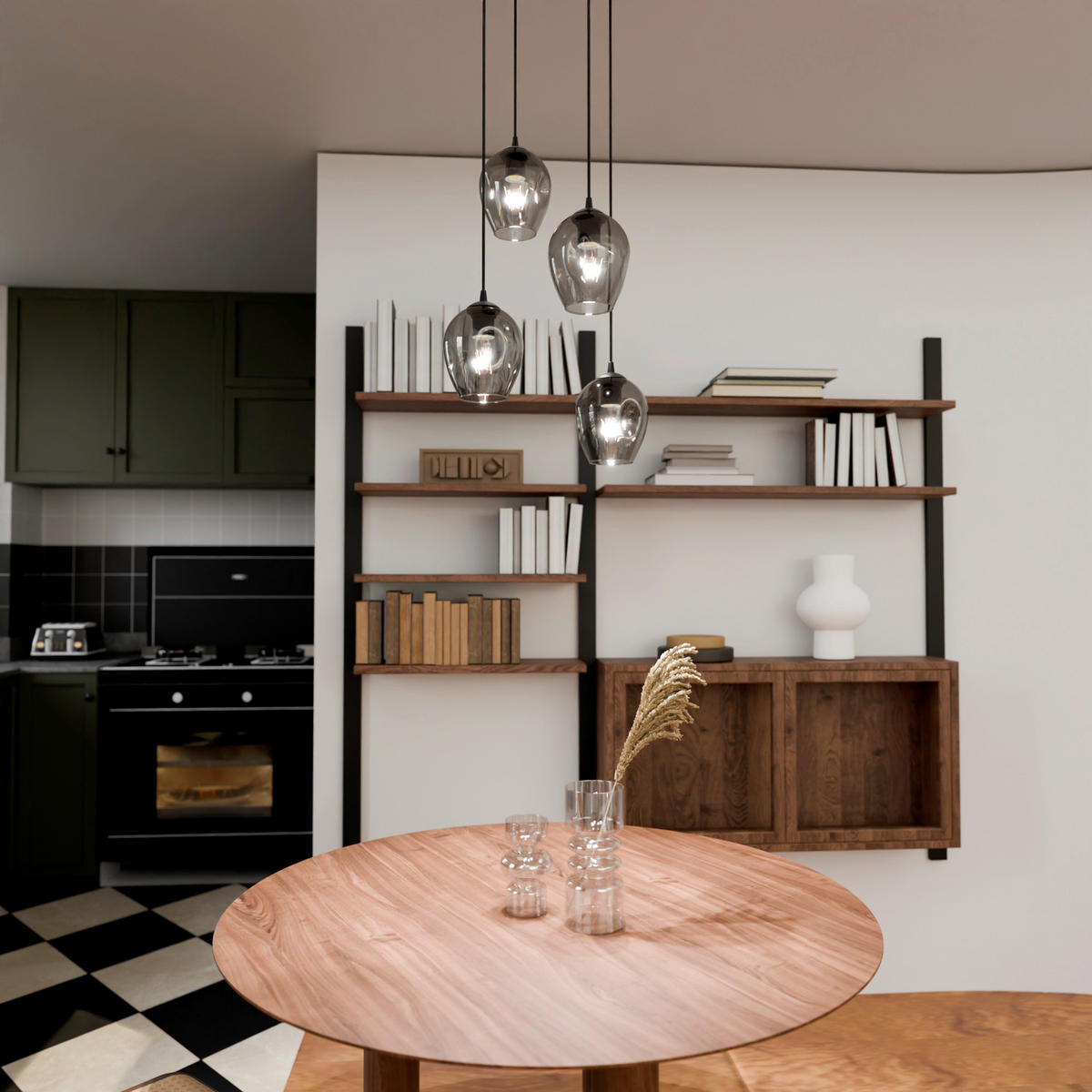 HÄNGELEUCHTE  40/40/100 cm    - Schwarz, KONVENTIONELL, Glas/Metall (40/40/100cm)