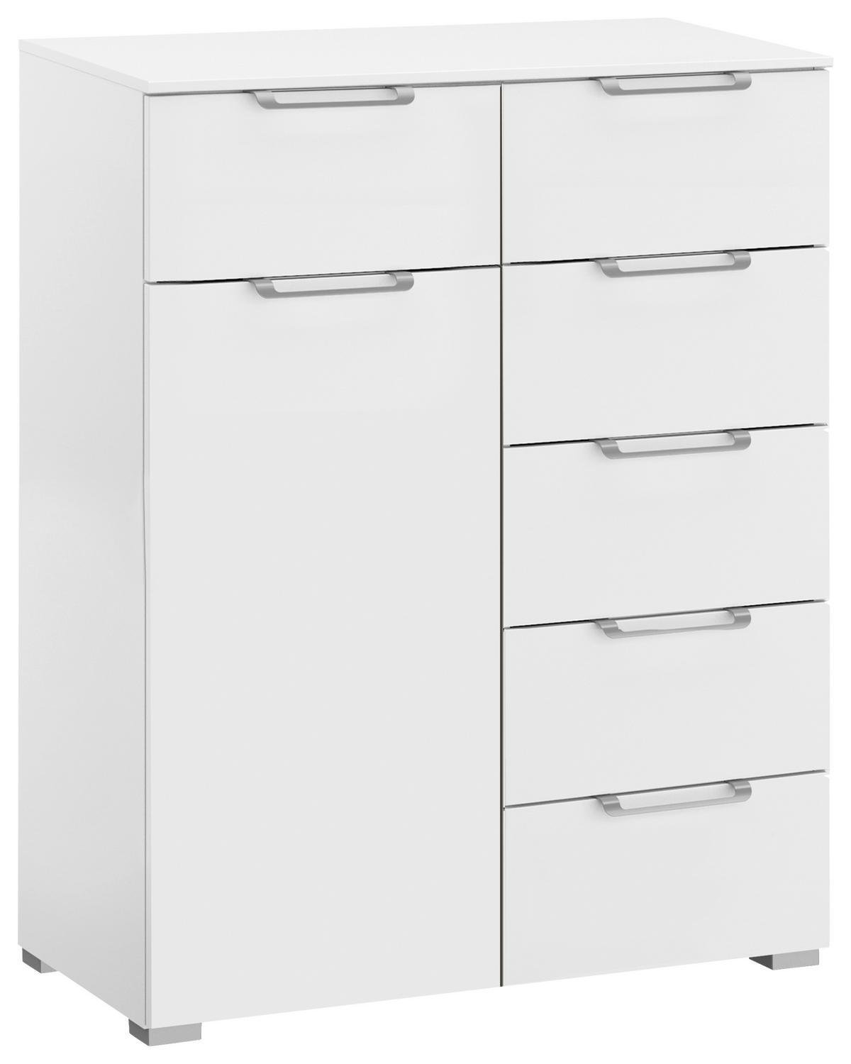 KOMMODE 80/100/42 cm  in Weiss  - Weiss/Silberfarben, Design, Holzwerkstoff/Kunststoff (80/100/42cm) - Novel