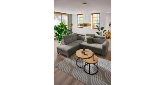 ECKSOFA inkl. Funktionen Dunkelgrau Samt - Dunkelgrau, Design, Holz/Textil (206/261cm) - Venda