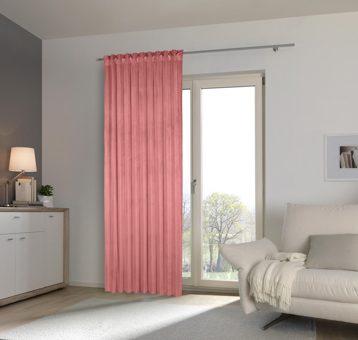 FERTIGVORHANG blickdicht  - Rot/Rosa, Basics, Textil (135/245cm) - Esposa
