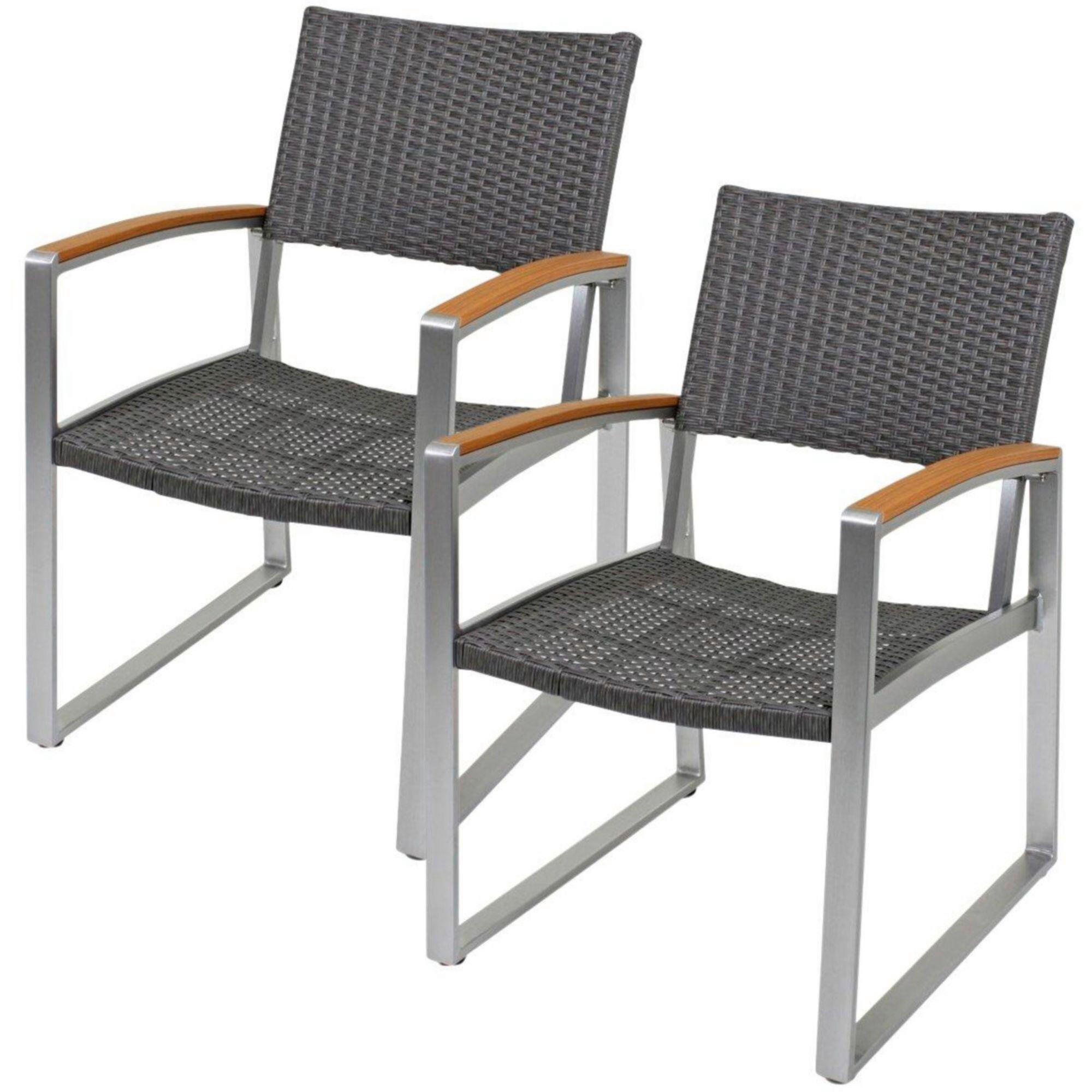 GARTENSTUHL-SET Metall, Textil Grau, Schwarz, Hellbraun  - Hellbraun/Schwarz, MODERN, Textil/Metall (56/84/66cm) - Gardenson