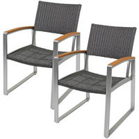 GARTENSTUHL-SET Metall, Textil Grau, Schwarz, Hellbraun  - Hellbraun/Schwarz, MODERN, Textil/Metall (56/84/66cm) - Gardenson