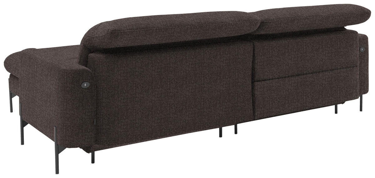 ECKSOFA in Flachgewebe Graubraun  - Graubraun/Schwarz, Design, Textil/Metall (252/191cm) - Dieter Knoll