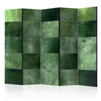 PARAVENT mit 5  Flügel - Smaragdgrün/Hellgrün, Basics, Holz/Textil (225/172/3cm) - artgeist