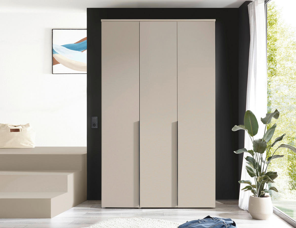 DREHTÜRENSCHRANK  in Kaschmir  - Kaschmir/Schwarz, MODERN, Holzwerkstoff/Kunststoff (135/225/52cm) - Carryhome