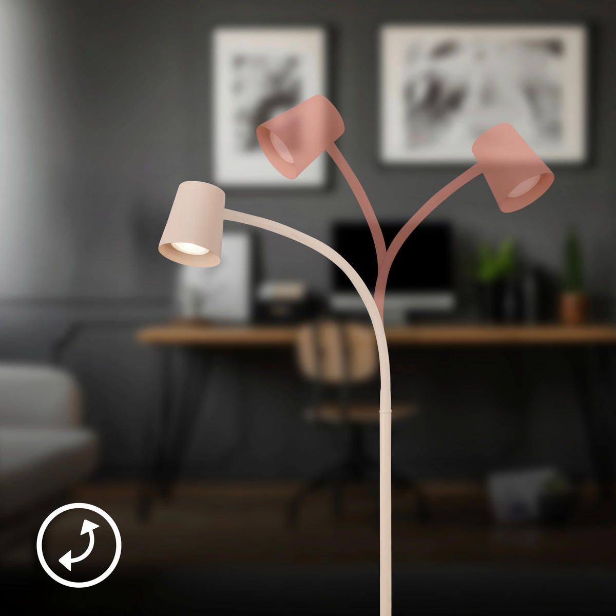 STOJACÍ LED SVÍTIDLO, GU10, 42,5/127,5 cm  - béžová, Basics, kov/plast (42,5/127,5cm)