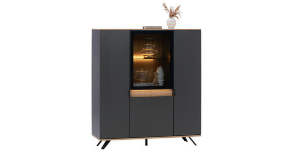 HIGHBOARD  in 130,5/134,6/42 cm  - Eichefarben/Anthrazit, Design, Glas/Holz (130,5/134,6/42cm) - Dieter Knoll