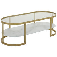 COUCHTISCH Klarglas, Kristallglas 120/55/40 cm oval Weiß, Goldfarben  - Goldfarben/Weiß, Design, Glas/Metall (120/55/40cm) - Livetastic