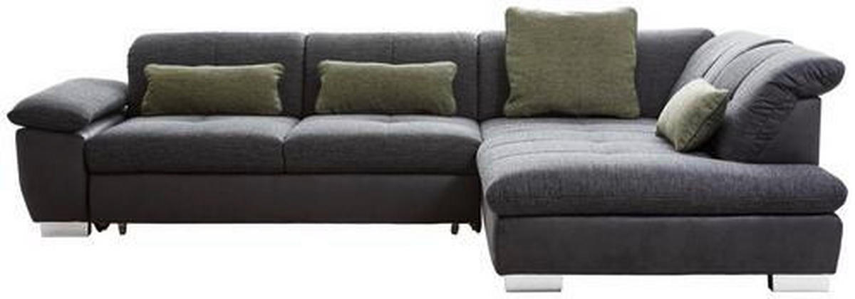 ECKSOFA in Chenille Dunkelgrau  - Chromfarben/Dunkelgrau, Design, Textil (313/242cm) - Xora