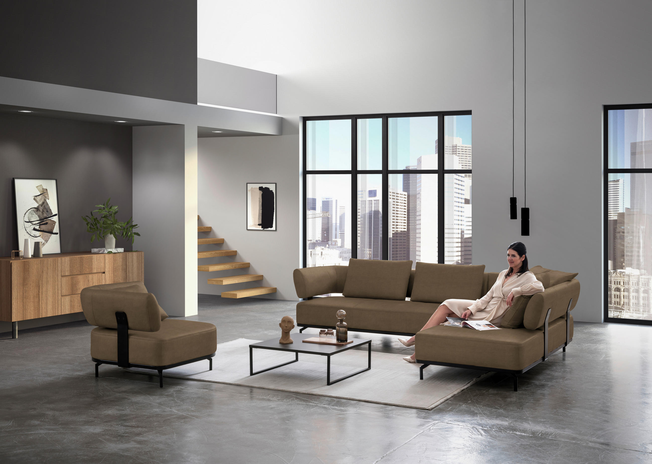 SESSEL in Echtleder Braun - Schwarz/Braun, Design, Leder/Metall (98/85/98cm) - Dieter Knoll