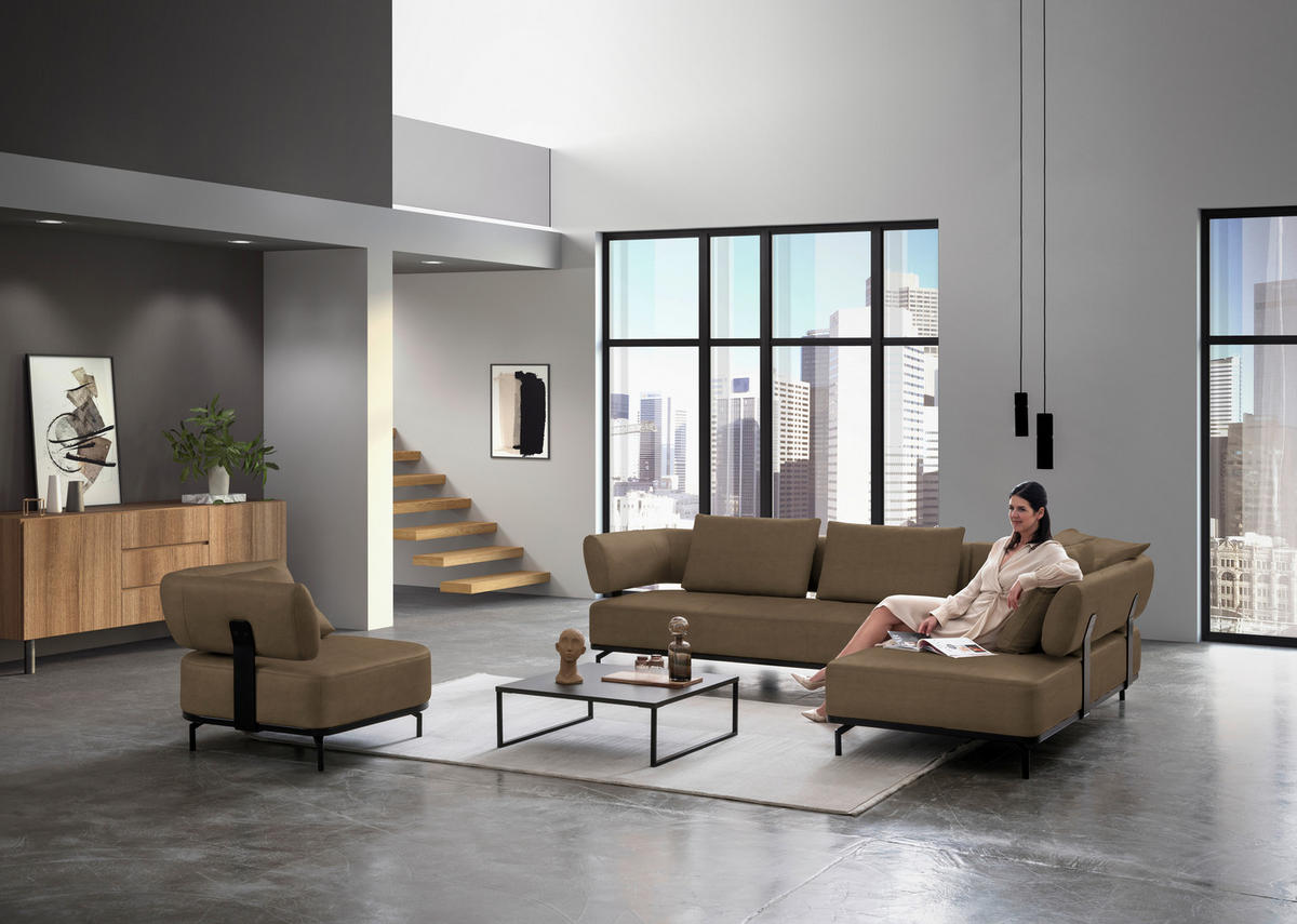 SESSEL in Echtleder Braun  - Schwarz/Braun, Design, Leder/Metall (98/85/98cm) - Dieter Knoll