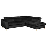 ECKSOFA in Webstoff Schwarz  - Buchefarben/Schwarz, Design, Holz/Textil (245/208cm) - Livetastic