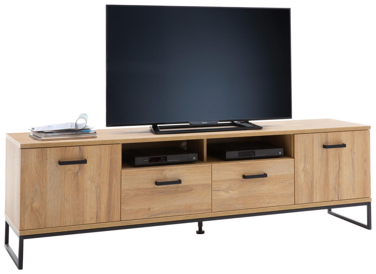 TV-ELEMENT  in 201/60/44 cm  - Eichefarben/Schwarz, Konventionell, Holzwerkstoff/Metall (201/60/44cm)
