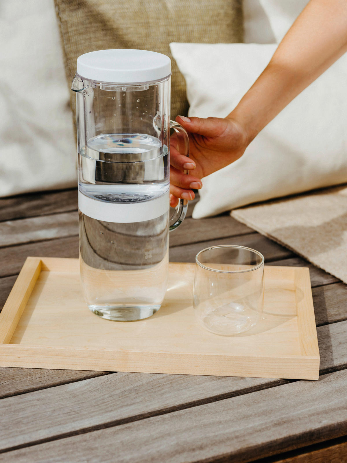 TISCHWASSERFILTER  Lucy  - Klar/Weiß, Trend, Glas/Kunststoff (2l) - waterdrop