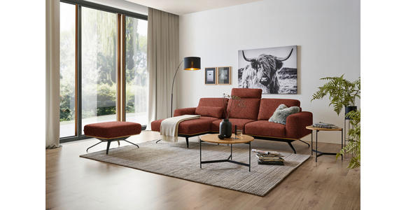 ECKSOFA in Struktur Rostfarben 157/262 cm - Rostfarben/Schwarz, Design, Textil/Metall (157/262cm) - Novel
