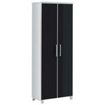 GARDEROBENSCHRANK Santina  in 71/193/37 cm  - Chromfarben/Anthrazit, Design, Glas/Holzwerkstoff (71/193/37cm) - Novel