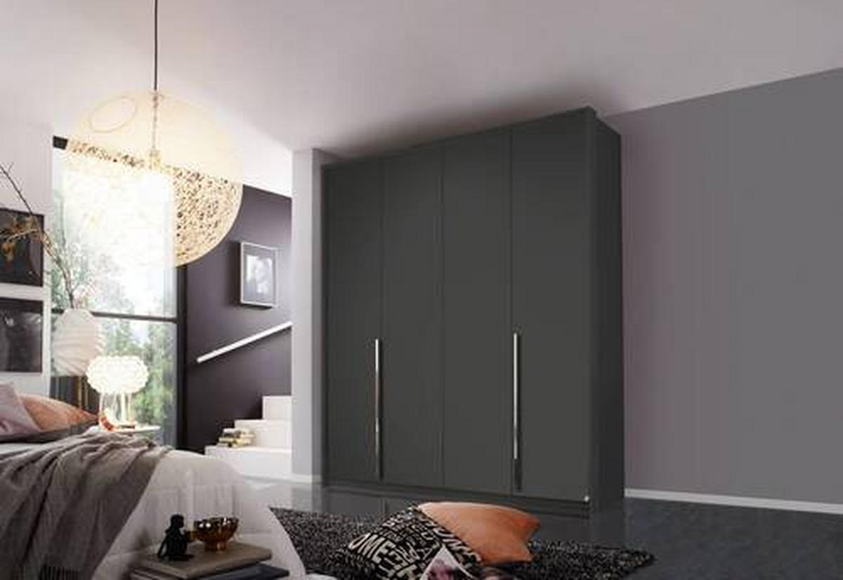 DREHTÜRENSCHRANK  in Graphitfarben  - Chromfarben/Graphitfarben, Design, Holzwerkstoff/Metall (201/223/60cm) - home24