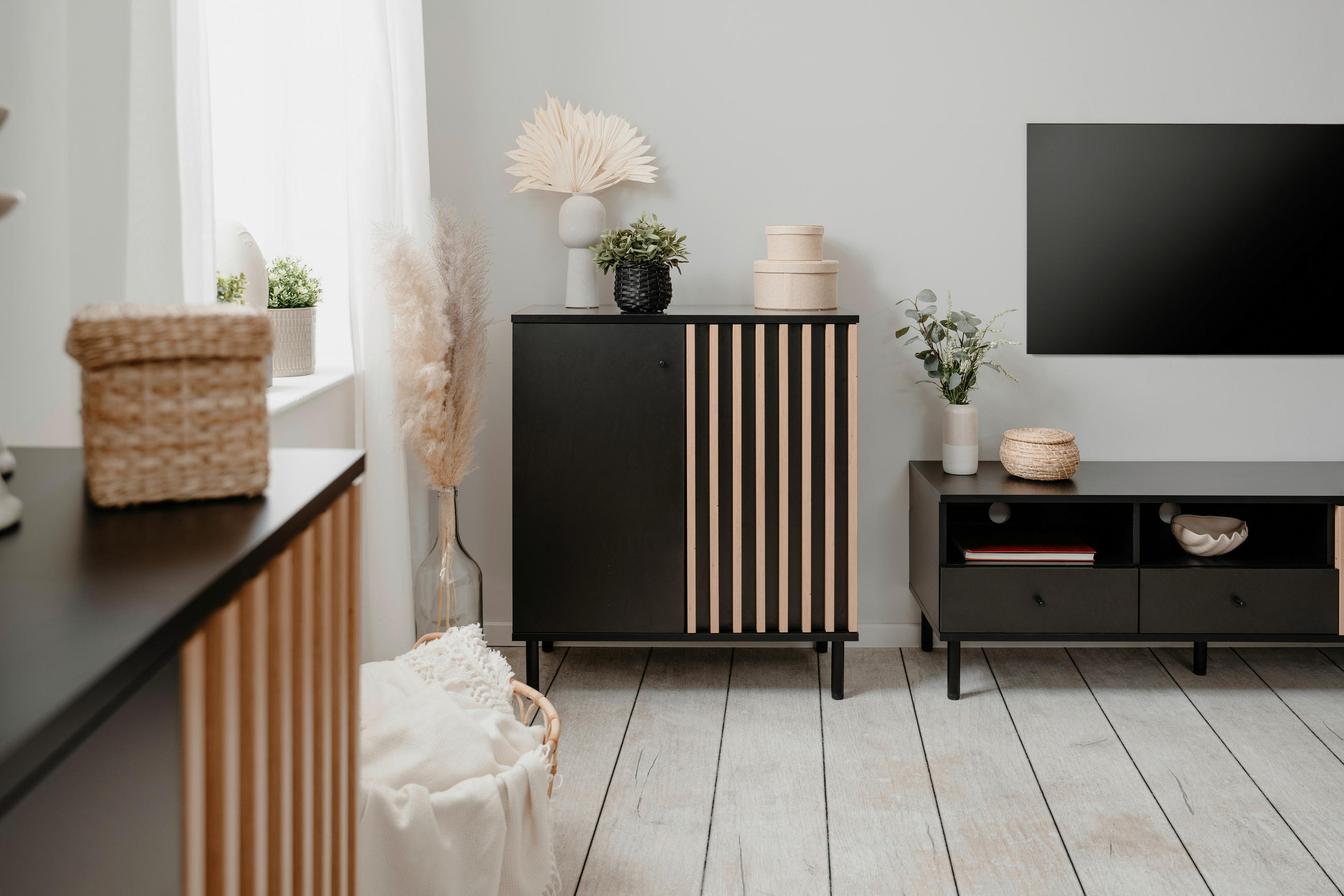 KOMMODE  in 80/90/40 cm  - Schwarz/Eiche Artisan, Design, Holzwerkstoff/Metall (80/90/40cm) - Livetastic
