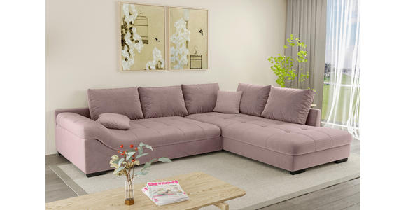 ECKSOFA Altrosa Cord - Schwarz/Altrosa, KONVENTIONELL, Holz/Textil (298/202cm) - Carryhome