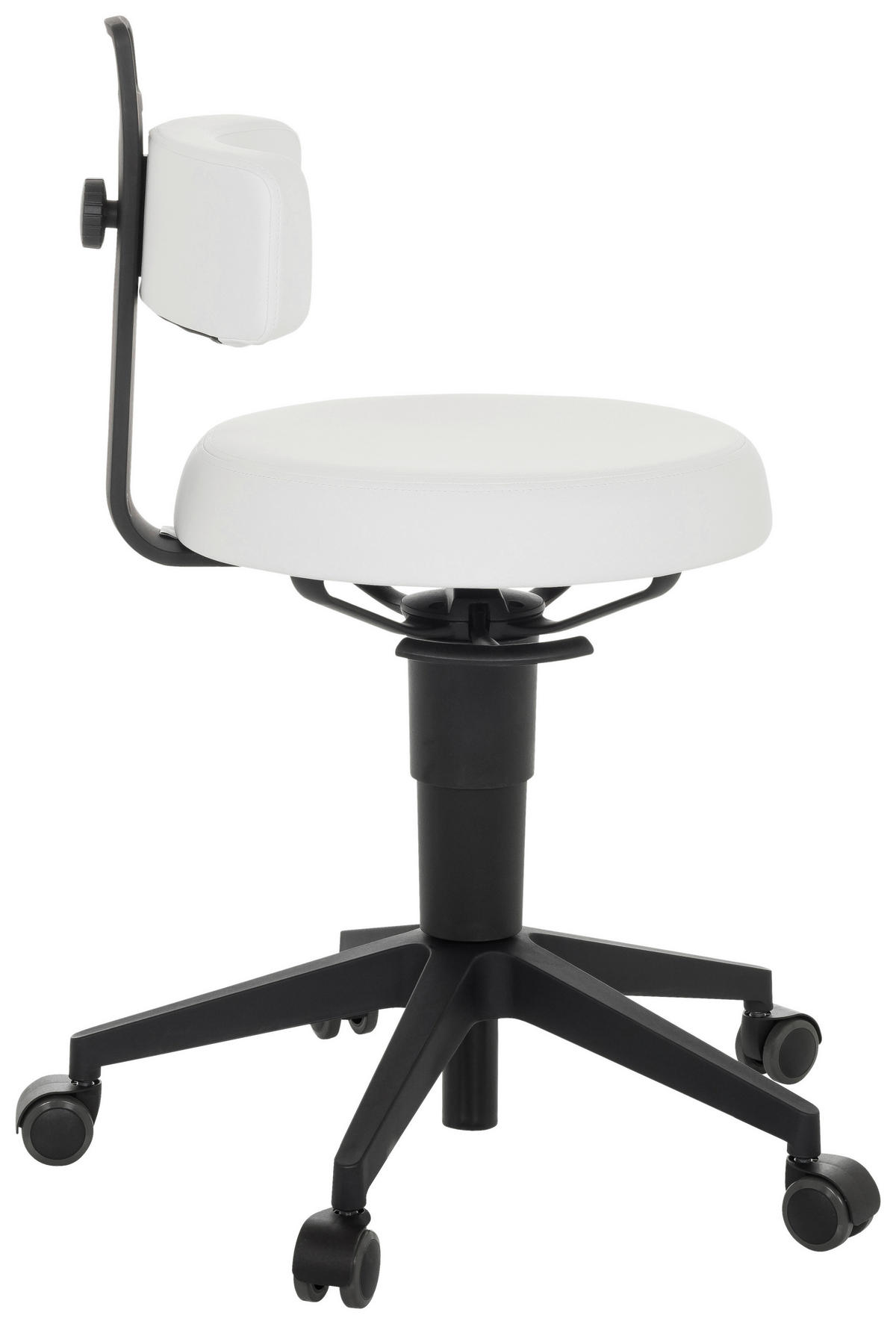 KONTORSPALL  vit  - vit/svart, Basics, läder/plast (40/74-86/46cm) - MID.YOU
