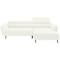 ECKSOFA  in Cord Creme Kopfteilverstellung  277/174 cm  - Creme/Schwarz, KONVENTIONELL, Textil/Metall (277/174cm) - Carryhome