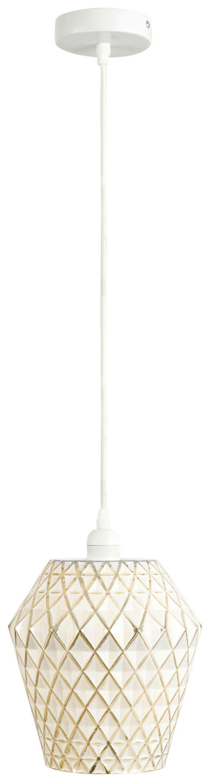 ZÁVESNÉ SVIETIDLO, 20/20/27 cm  - biela/zlatá, Basics, sklo (20/20/27cm) - MID.YOU