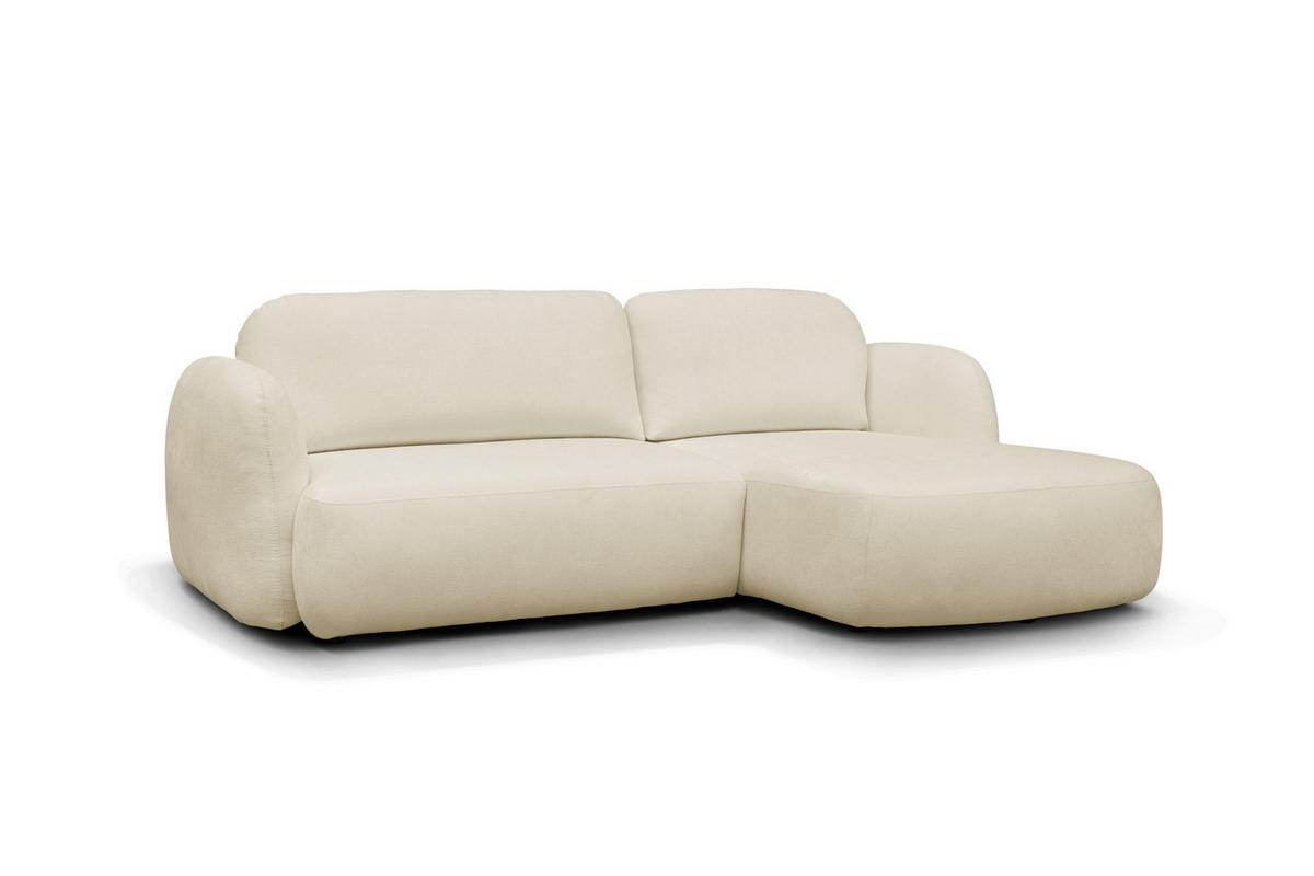 ECKSOFA VELU Creme Chenille  - Creme/Schwarz, Design, Textil (270cm) - MID.YOU