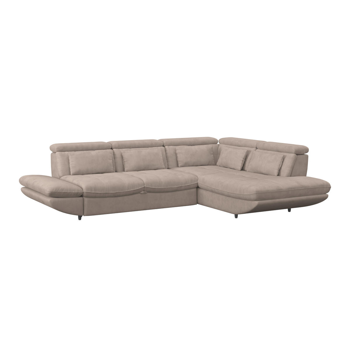 WOHNLANDSCHAFT in Webstoff Beige  - Beige/Schwarz, Modern, Kunststoff/Textil (233/311cm) - MID.YOU