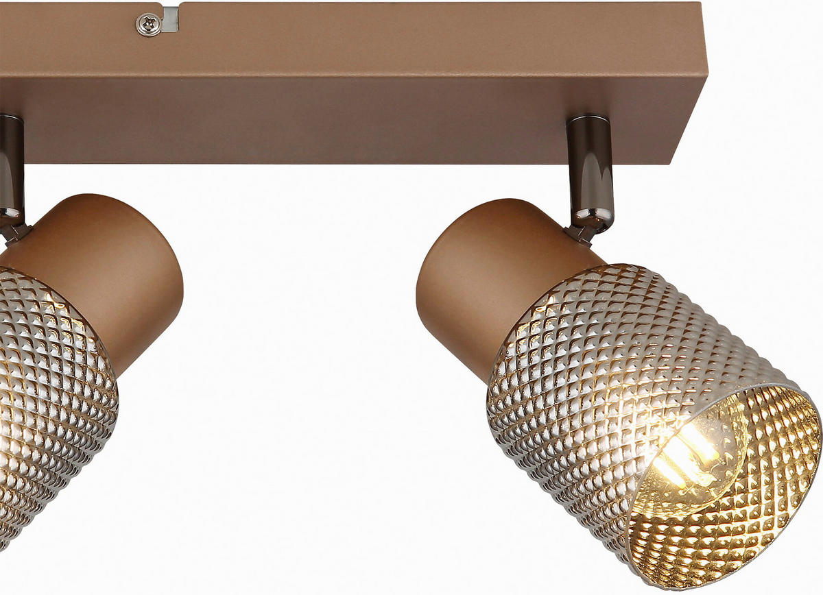 DECKENLEUCHTE 41/12/12,5 cm   - Cappuccino, Design, Glas/Metall (41/12/12,5cm) - Novel