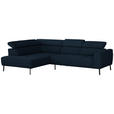 ECKSOFA in Chenille Dunkelblau  205/280 cm  - Schwarz/Dunkelblau, Design, Textil/Metall (205/280cm) - Xora