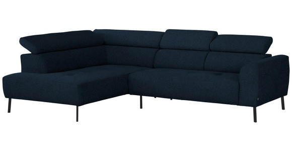 ECKSOFA in Chenille Dunkelblau  205/280 cm  - Schwarz/Dunkelblau, Design, Textil/Metall (205/280cm) - Xora