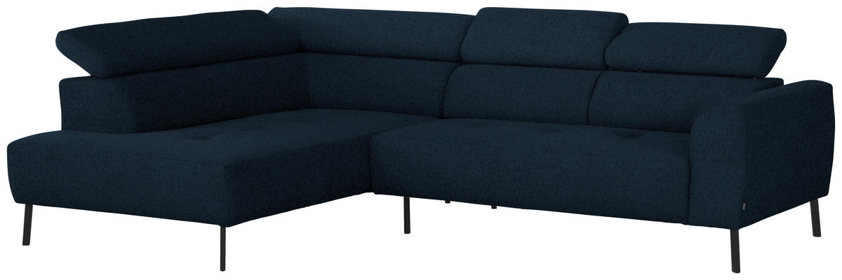 ECKSOFA in Chenille Dunkelblau  205/280 cm  - Schwarz/Dunkelblau, Design, Textil/Metall (205/280cm) - Xora