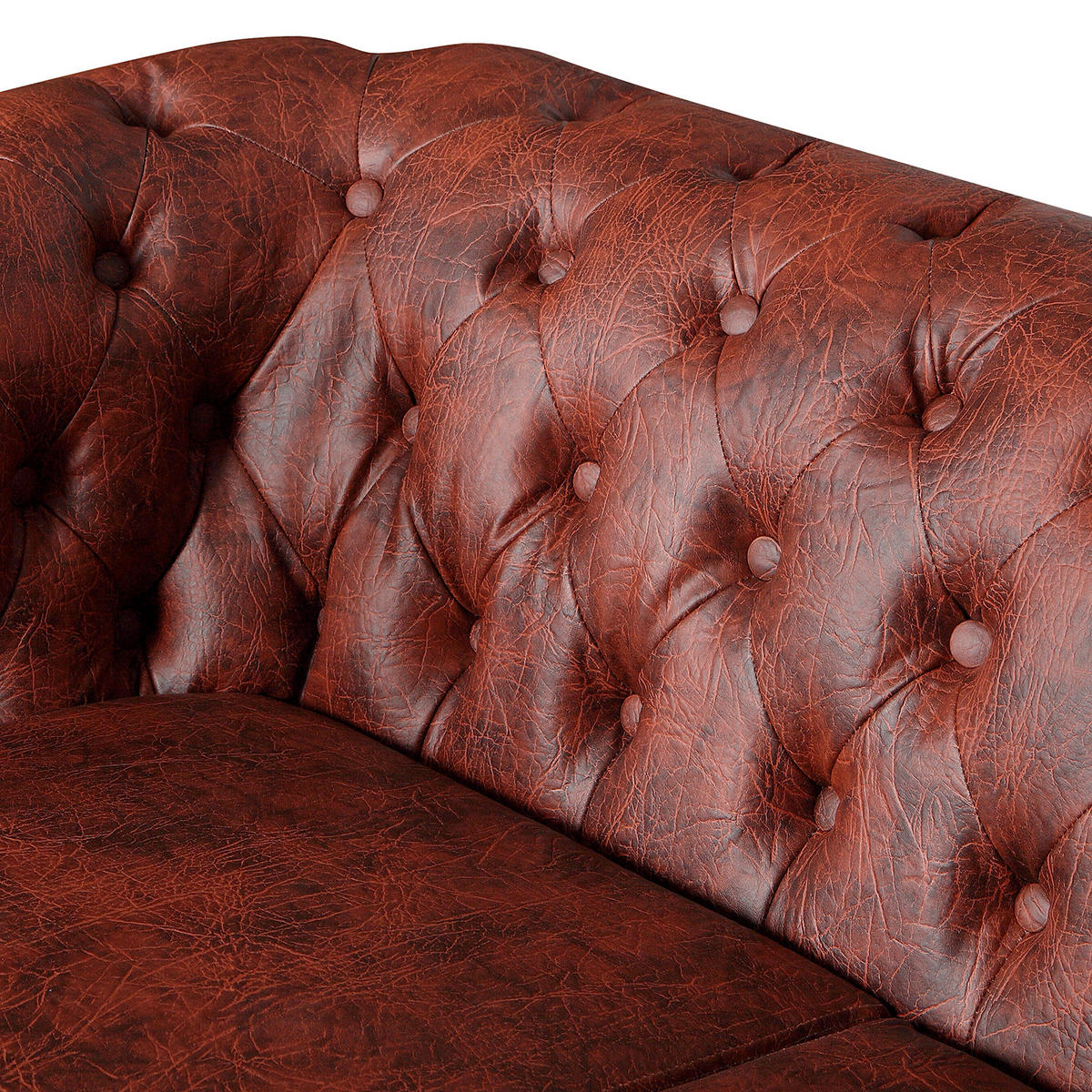 SITZGARNITUR YORK in Lederlook Rostfarben  - Rostfarben/Braun, Design, Holz/Textil (203/72/86cm) - P & B