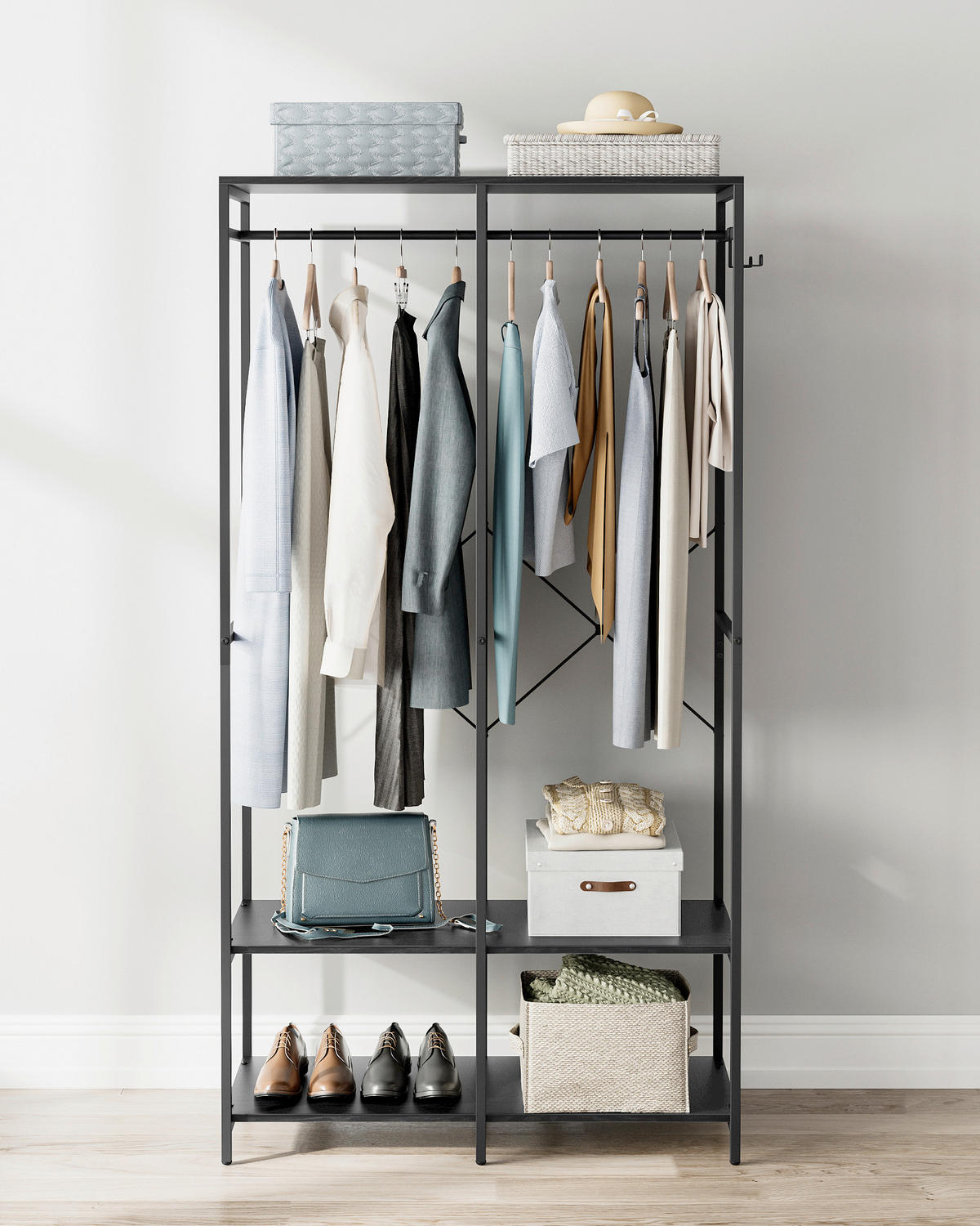 KLEIDERSCHRANK  in Schwarz  - Schwarz, Basics, Holzwerkstoff/Metall (94,5/180/40cm)