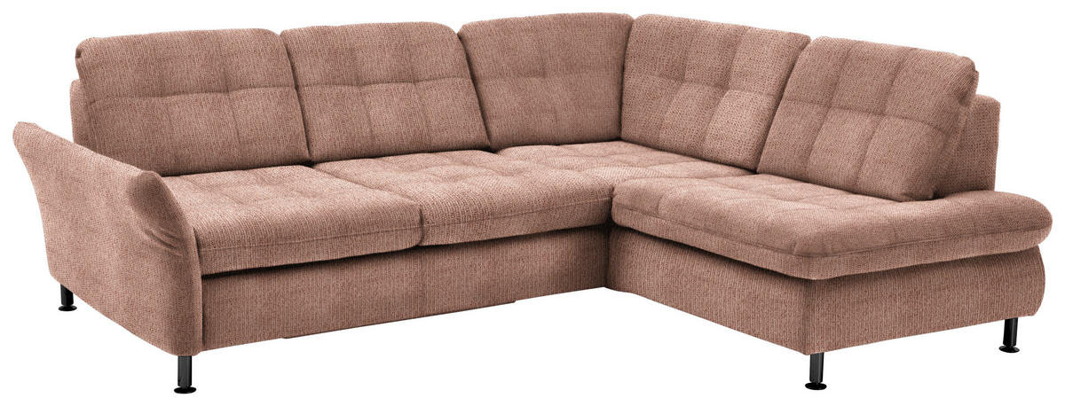 ECKSOFA in Webstoff Orange  - Schwarz/Orange, Konventionell, Textil/Metall (242/210cm) - Beldomo Style