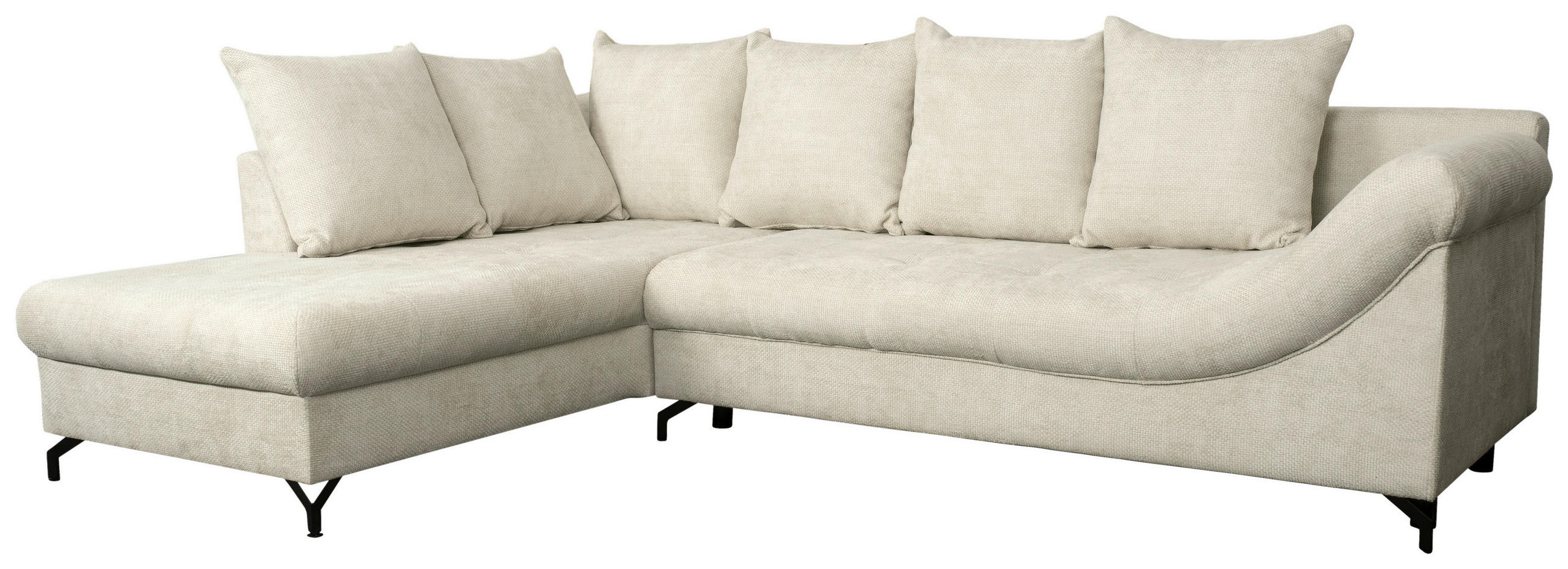 ECKSOFA Perlmutt Struktur  - Perlmutt/Schwarz, KONVENTIONELL, Textil/Metall (194/274cm) - Carryhome