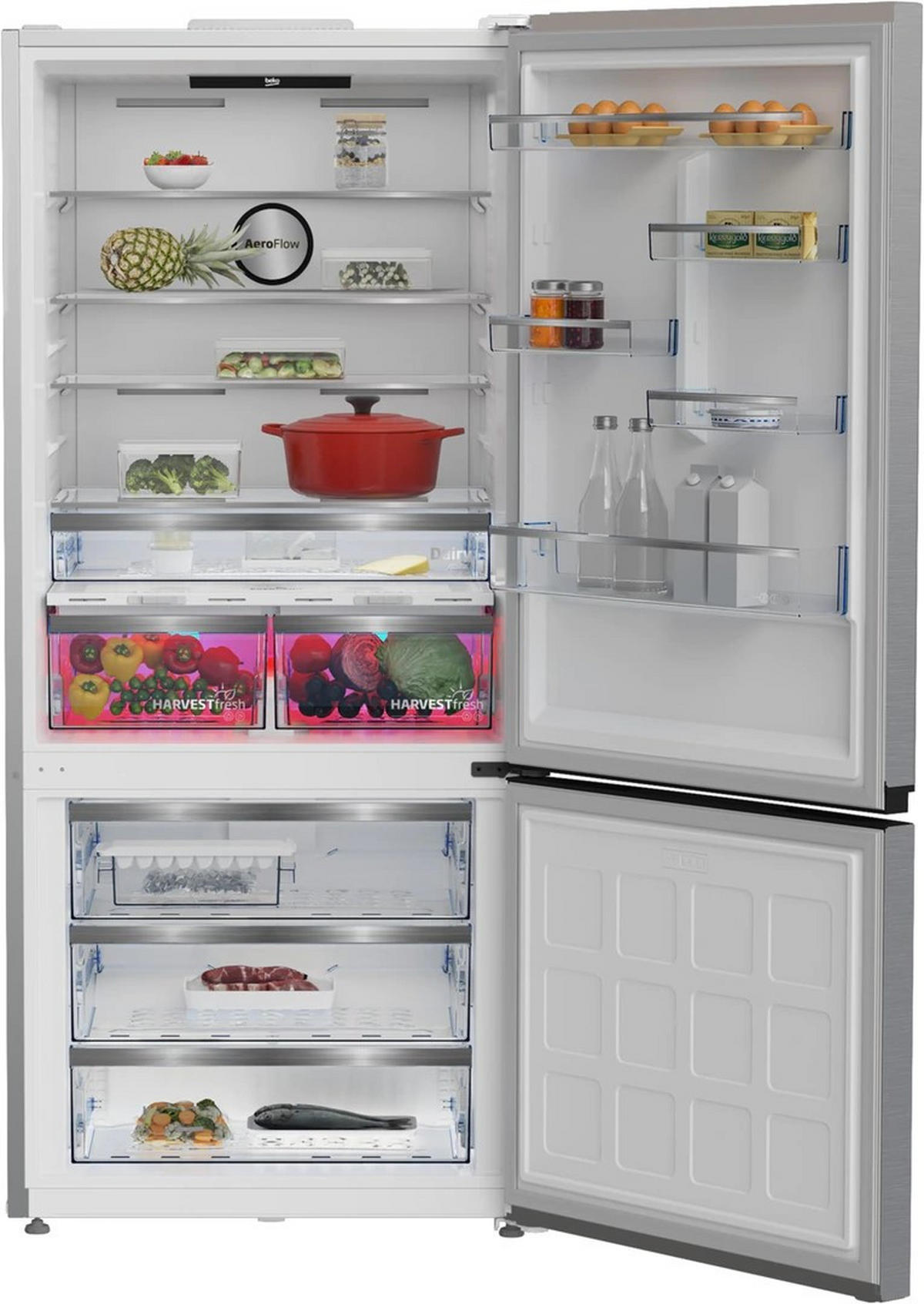 KÜHL-GEFRIER-KOMBINATION B5RCNE615ZXP  - Edelstahlfarben, Basics, Metall (83,2/193/76,2cm) - Beko