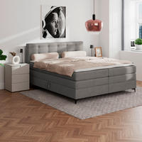 BOXSPRINGBETT 160/200 cm,  in Taupe, H3 = fest  - Taupe/Schwarz, KONVENTIONELL, Kunststoff/Textil (160/200cm)