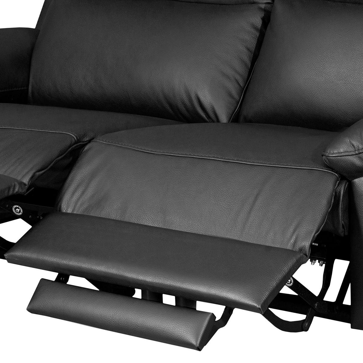 2-SITZER-SOFA 178/95/96 cm PERLE in Echtleder Schwarz   - Chromfarben/Schwarz, Design, Leder/Metall (178/95/96cm) - Livetastic