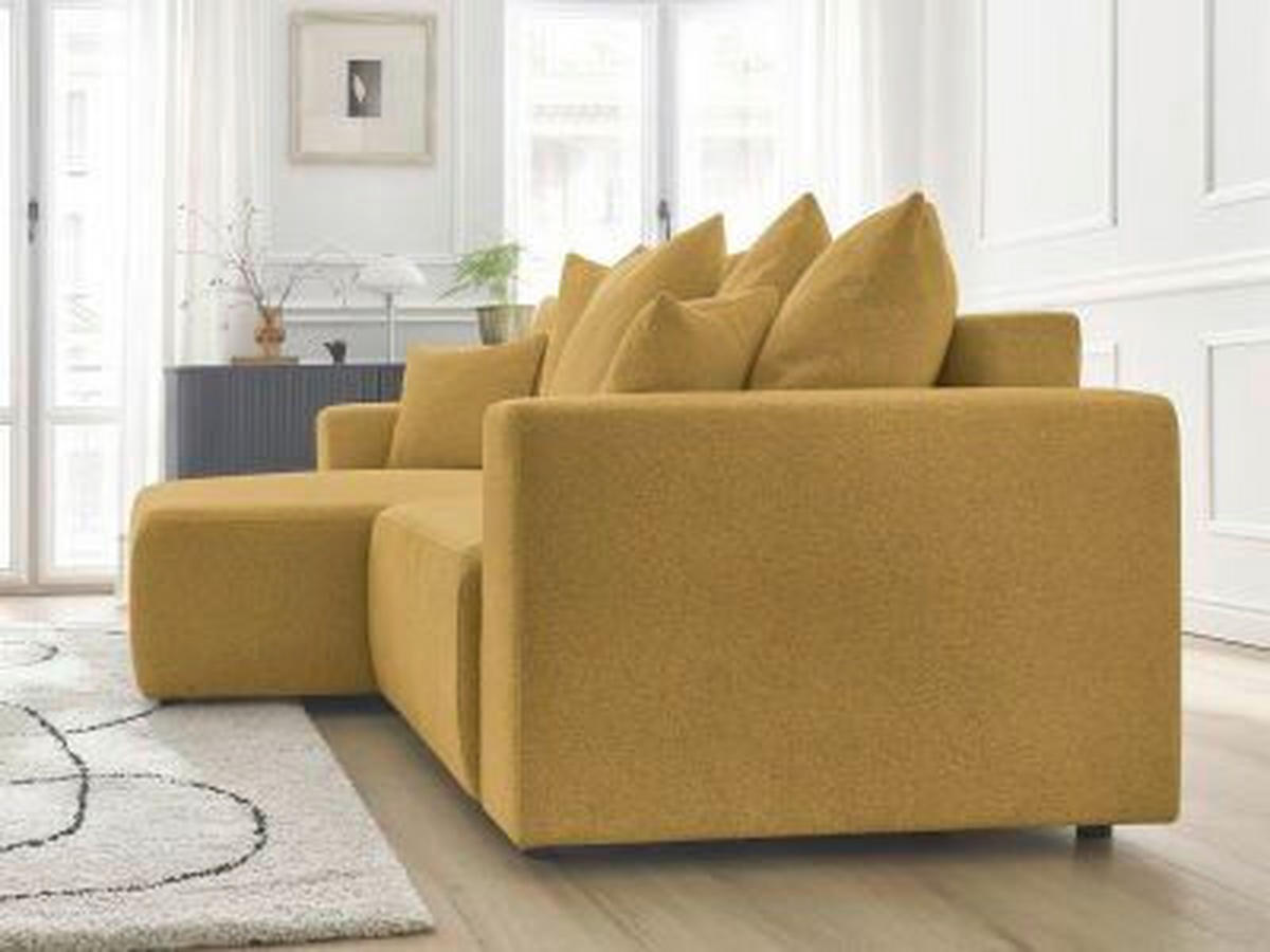 ECKSOFA Ottomane links  ATILLA Gelb Flachgewebe  - Gelb/Schwarz, MODERN, Kunststoff/Textil (149/244cm)