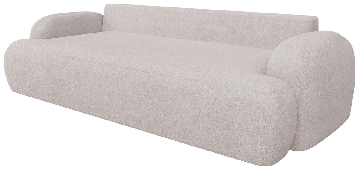 3-SITZER-SOFA Sevilla Plus Bouclé Beige  - Beige/Schwarz, Design, Kunststoff/Textil (256/93/120cm) - MID.YOU