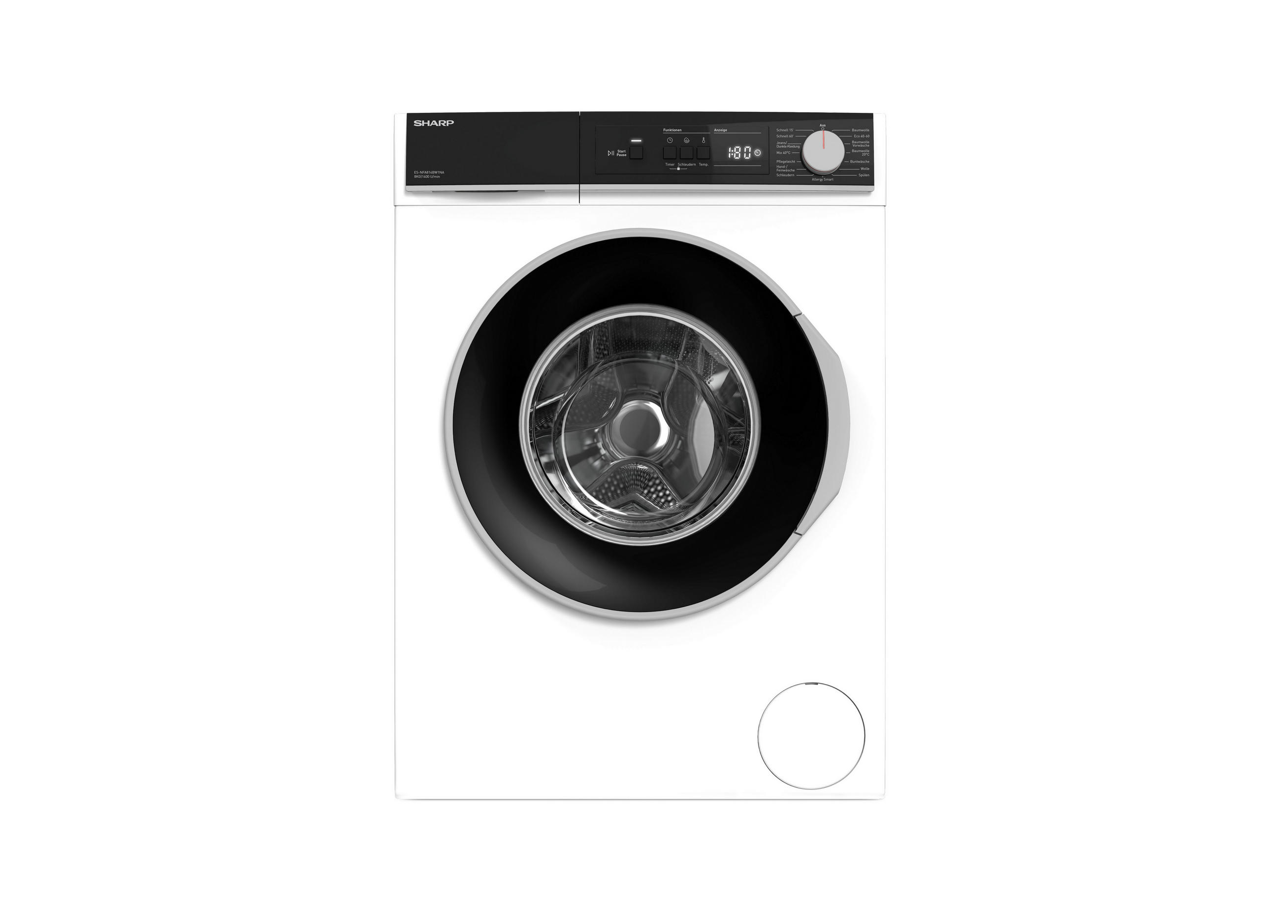 WASCHMASCHINE ES-NFA814BW1NA-DE  - Weiß, Basics, Glas/Kunststoff (60/85/53cm) - Sharp